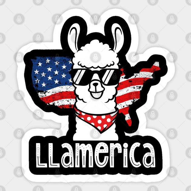 Llamerica 4th of July American Flag Funny Llama Sticker by aneisha